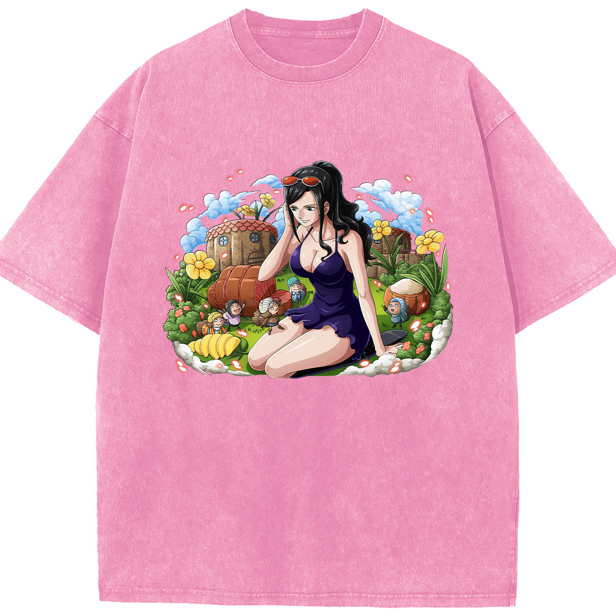 ワンピース ニコ・ロビン ONE PIECE Nico Robin 綿100% ヴィンテージ風 半袖Tシャツ（フロントプリント）